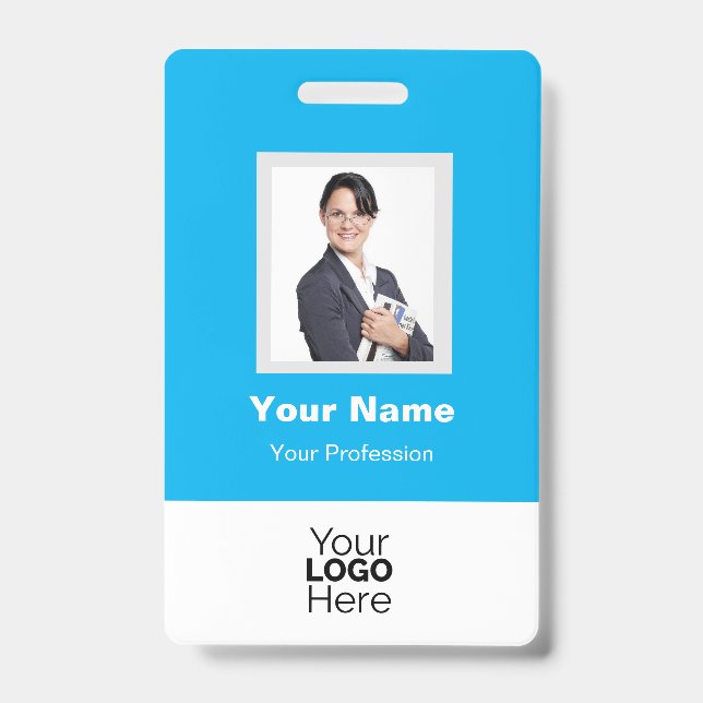 Custom Employee Photo, QR Code, Logo, Name Badge ID Badge (Front)