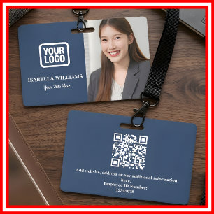 Custom Employee Photo, QR Code, Logo, Name Badge ID Badge