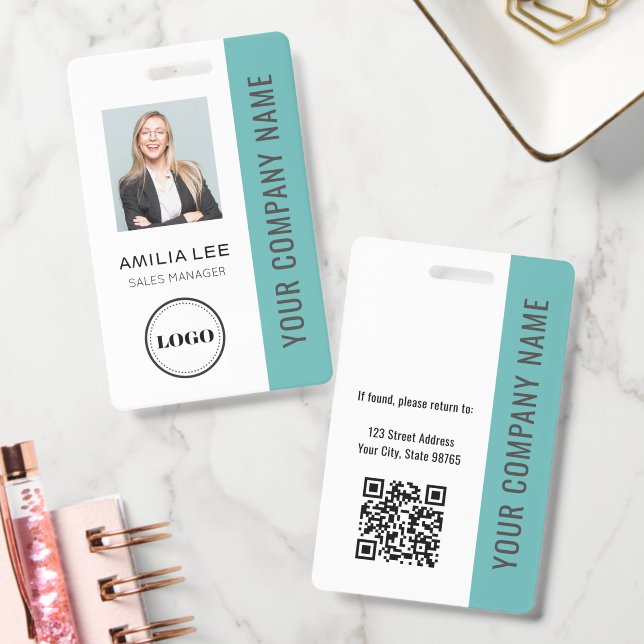 Custom Employee Photo, Qr Code, Logo, Name ID Badge (Office)