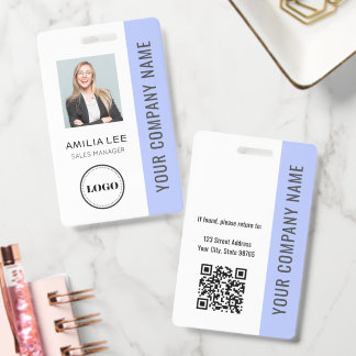 Custom Employee Photo, Qr Code, Logo, Name ID Badge