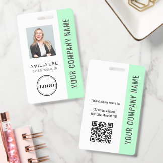 Custom Employee Photo, Qr Code, Logo, Name ID Badge