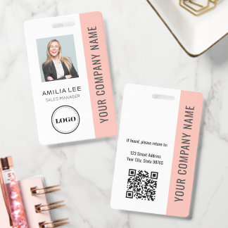 Custom Employee Photo, Qr Code, Logo, Name ID Badge