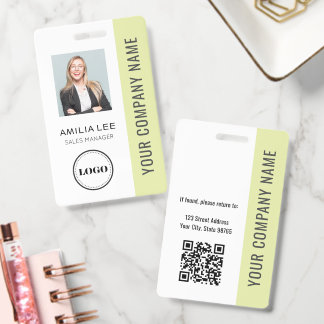Custom Employee Photo, Qr Code, Logo, Name ID Badge