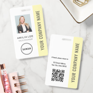 Custom Employee Photo, Qr Code, Logo, Name ID Badge