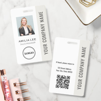 Custom Employee Photo, Qr Code, Logo, Name ID Badge