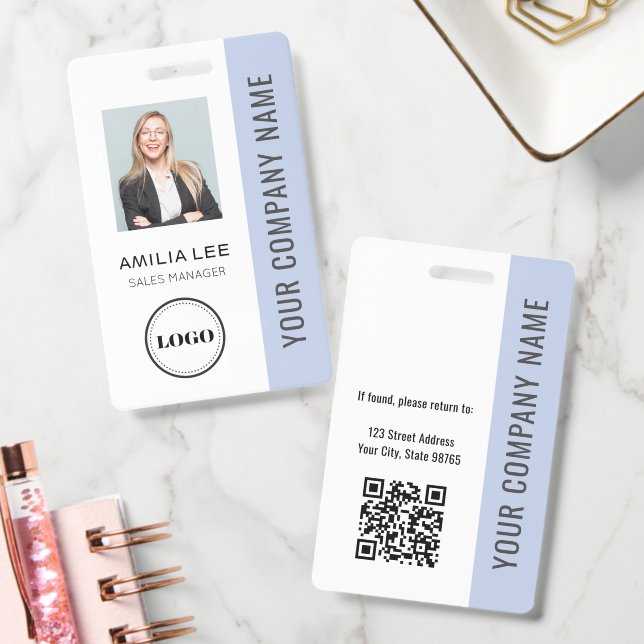 Custom Employee Photo, Qr Code, Logo, Name ID Badge (Office)