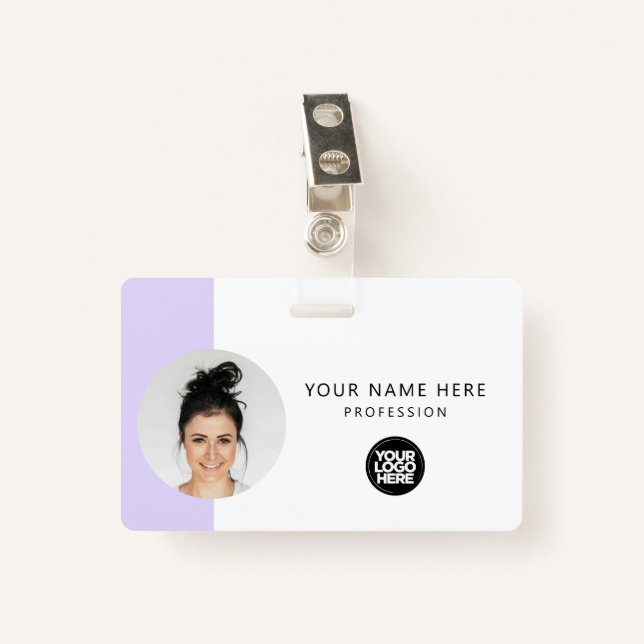 Custom Employee Photo, QR Code, Logo, Name ID Badge (Front with Clip)