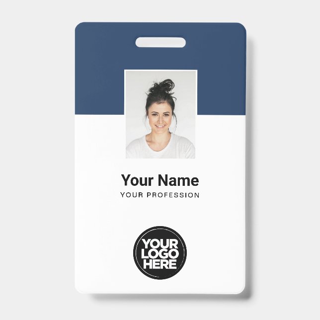 Custom Employee Photo, Qr Code, Logo, Name Simple ID Badge (Front)