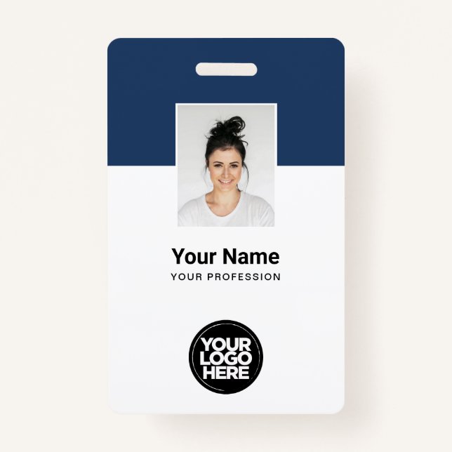 Custom Employee Photo, Qr Code, Logo, Name Simple ID Badge (Front)