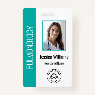 Custom Employee Photo Teal White Medical ID ID Badge