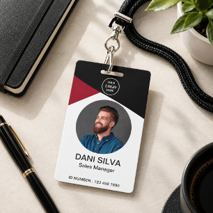 Custom Employee Photo Title & Name Business Logo ID Badge