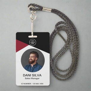 Custom Employee Photo Title & Name Business Logo ID Badge