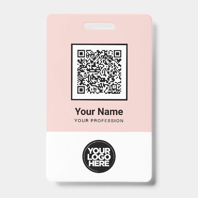 Custom Employee Qr Code Bar Code Logo Name Badge ID Badge (Front)