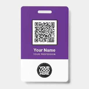 Custom Employee Qr Code Bar Code Logo Name ID Badge