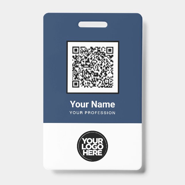 Custom Employee Qr Code Bar Code Logo Name ID Badge (Front)