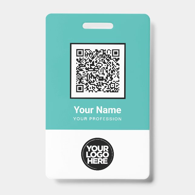 Custom Employee Qr Code Bar Code Logo Name ID Badge (Front)