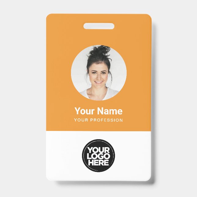 Custom Employee Round Photo Logo Name ID Badge (Front)