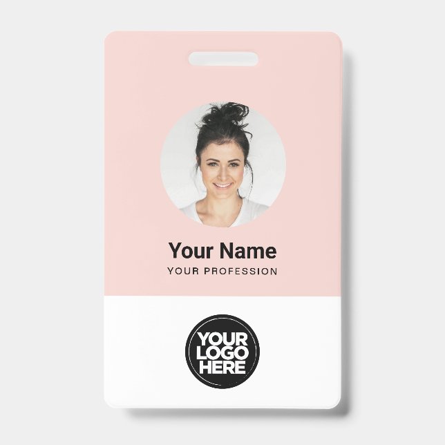 Custom Employee Round Photo Logo Name ID Badge (Front)