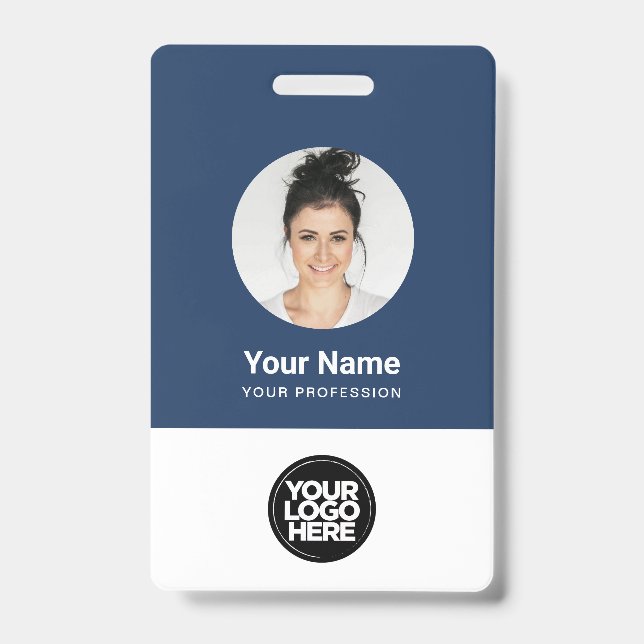 Custom Employee Round Photo Logo Name ID Badge (Front)