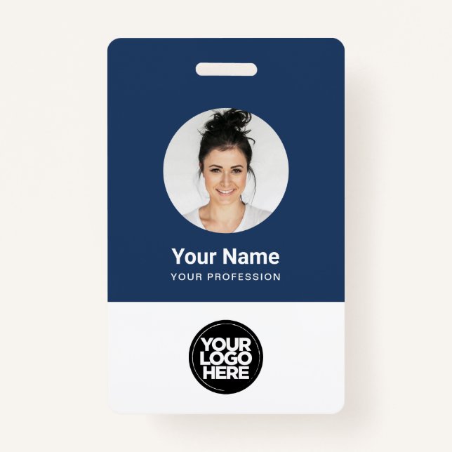 Custom Employee Round Photo Logo Name ID Badge (Front)