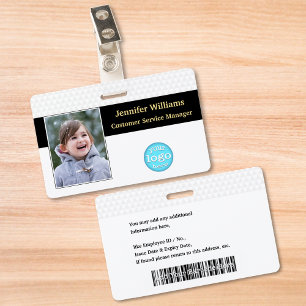 Custom Employee Staff Logo Photo Barcode Name ID Badge