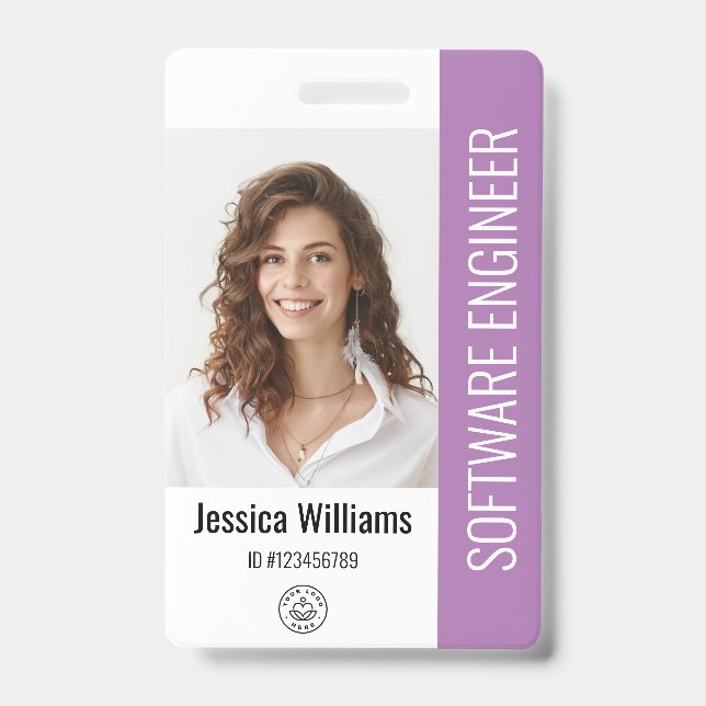 Custom Employee Staff Name Logo Bar Code Photo ID Badge (Front)
