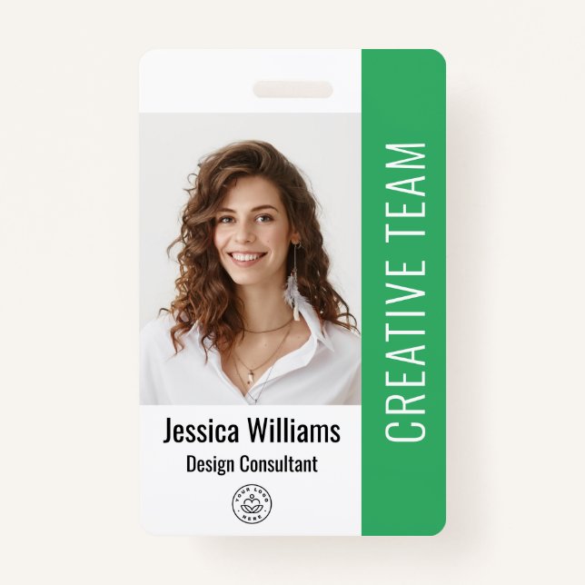 Custom Employee Staff Name Logo Bar Code Photo ID  ID Badge (Front)