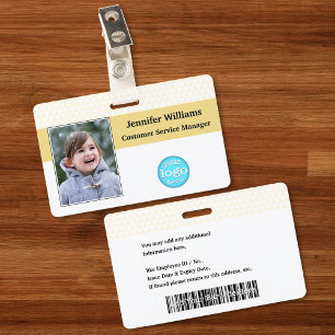 Custom Employee Staff Photo Name Logo Barcode ID Badge