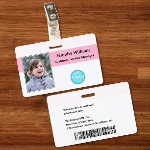 Custom Employee Staff Photo Name Logo Barcode ID Badge