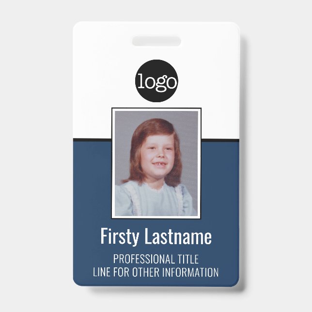 Custom Employee Vertical Photo Bar Code Logo Name ID Badge (Front)