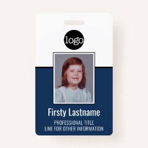Custom Employee Vertical Photo Bar Code Logo Name ID Badge