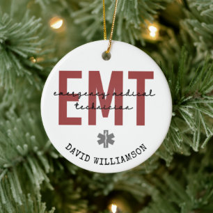Custom EMT Emergency Medical Technician Ceramic Ornament