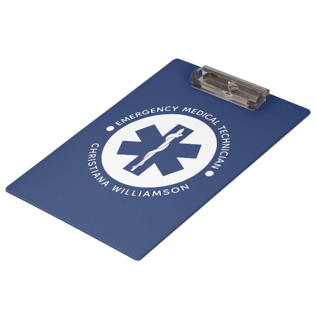Custom EMT Symbol Emergency Medical Technician Clipboard (Angled)