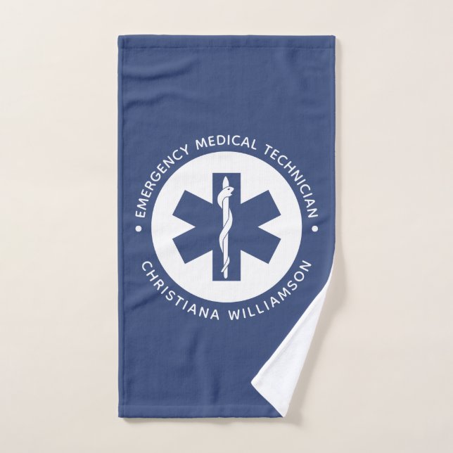 Custom EMT Symbol Emergency Medical Technician Hand Towel (Hand Towel)