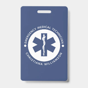 Custom EMT Symbol Emergency Medical Technician ID Badge