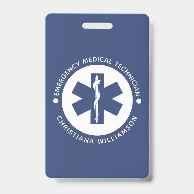Custom EMT Symbol Emergency Medical Technician ID Badge (Front)