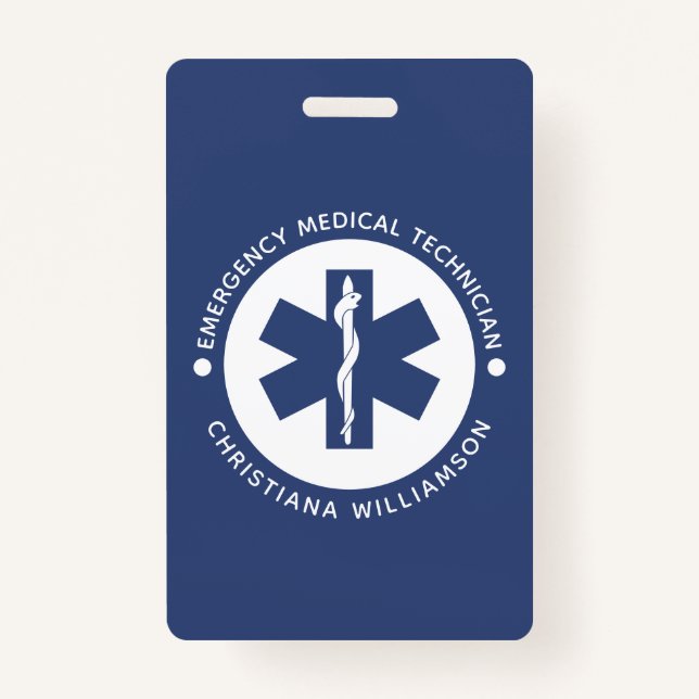 Custom EMT Symbol Emergency Medical Technician ID Badge (Front)