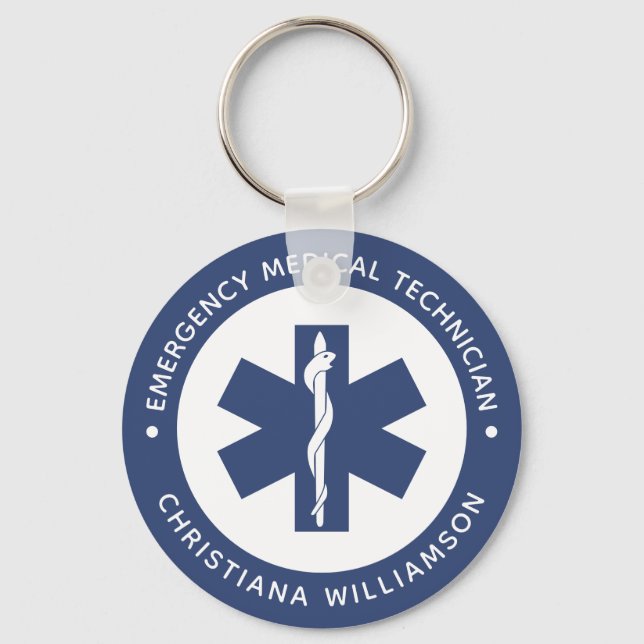 Custom EMT Symbol Emergency Medical Technician Key Ring (Front)