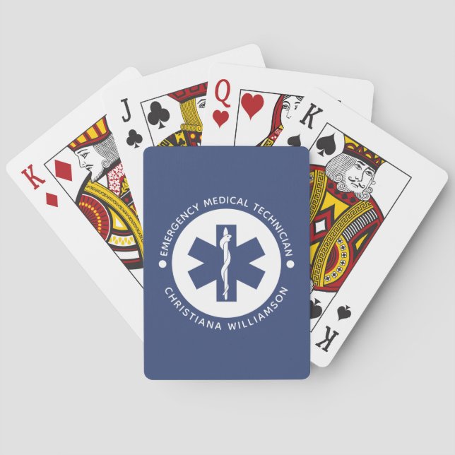 Custom EMT Symbol Emergency Medical Technician Playing Cards (Back)