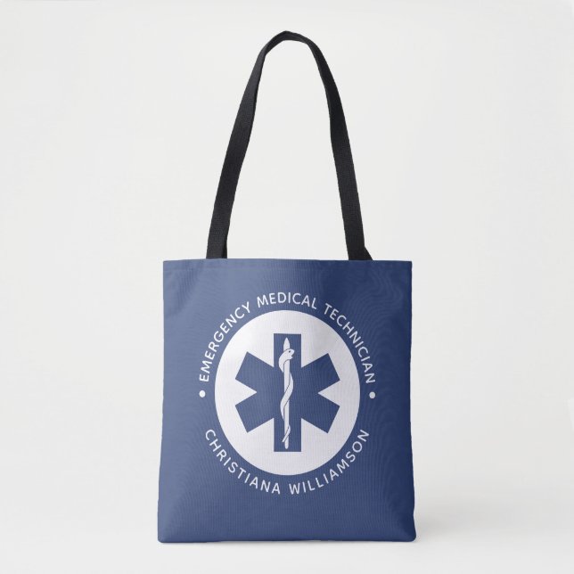 Custom EMT Symbol Emergency Medical Technician Tote Bag (Front)