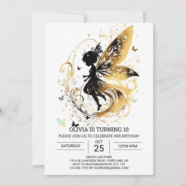 Custom Enchanted Fairy Birthday Celebration Invitation (Front)