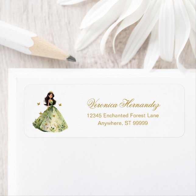 Custom Enchanted Forest Quinceanera Address Labels (Insitu)