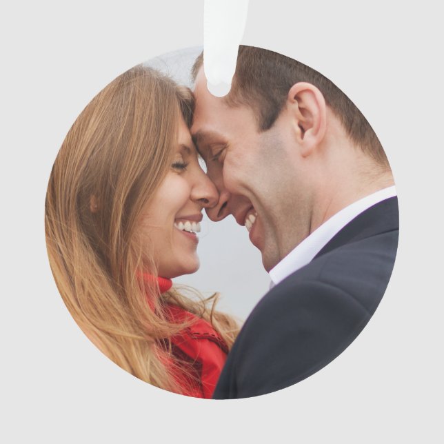 Custom Engaged Couple Photo Holiday Ornament (Front)