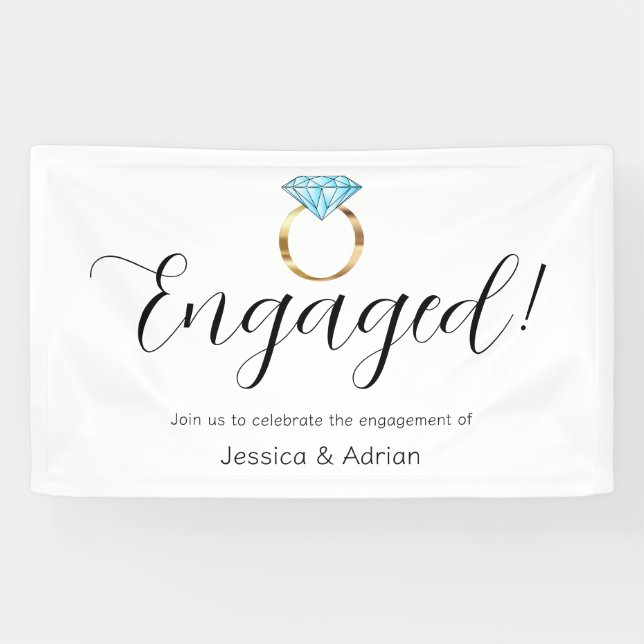 Custom Engaged Diamond Blue Gold Engagement Ring Banner (Horizontal)