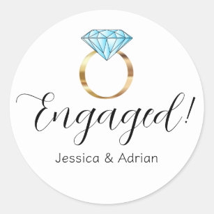 Custom Engaged Diamond Blue Gold Engagement Ring Classic Round Sticker