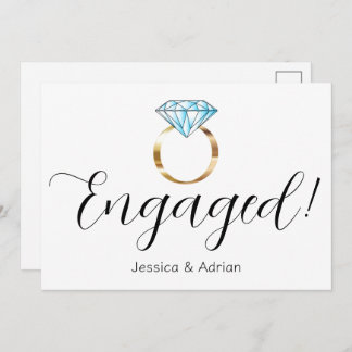 Custom Engaged Diamond Ring Engagement Announcement