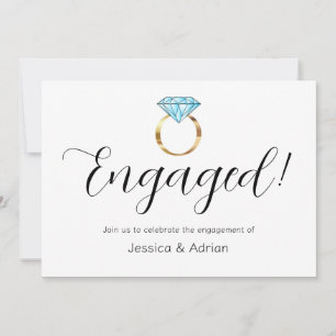 Custom Engaged Diamond Ring Engagement Party Invitation