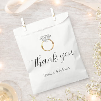 Custom Engaged Thank You White Diamond Ring Favour Bag