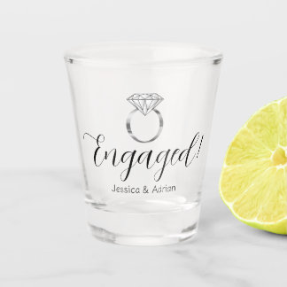 Custom Engaged White Diamond Ring Engagement Party Shot Glass