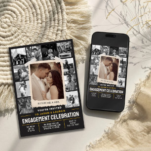 Custom Engagement Invite, Retro Photo Collage Invitation